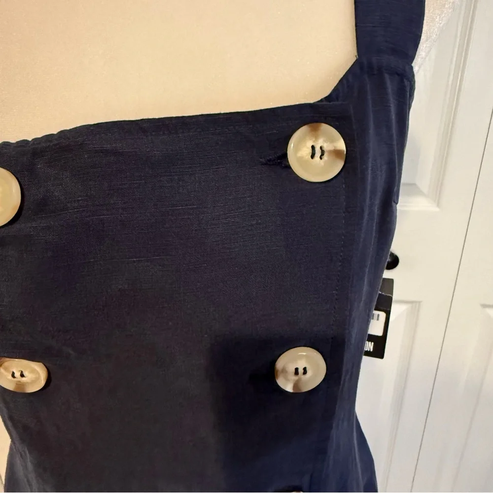 Reformation Navy Double-Breasted Belted Midi Dress - Picture 5 of 14